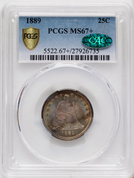 1889 25C CAC Seated Quarter PCGS MS67+