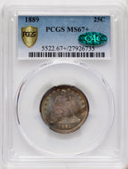 1889 25C CAC Seated Quarter PCGS MS67+