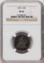 1875 25C Proof Seated Quarter NGC PR67