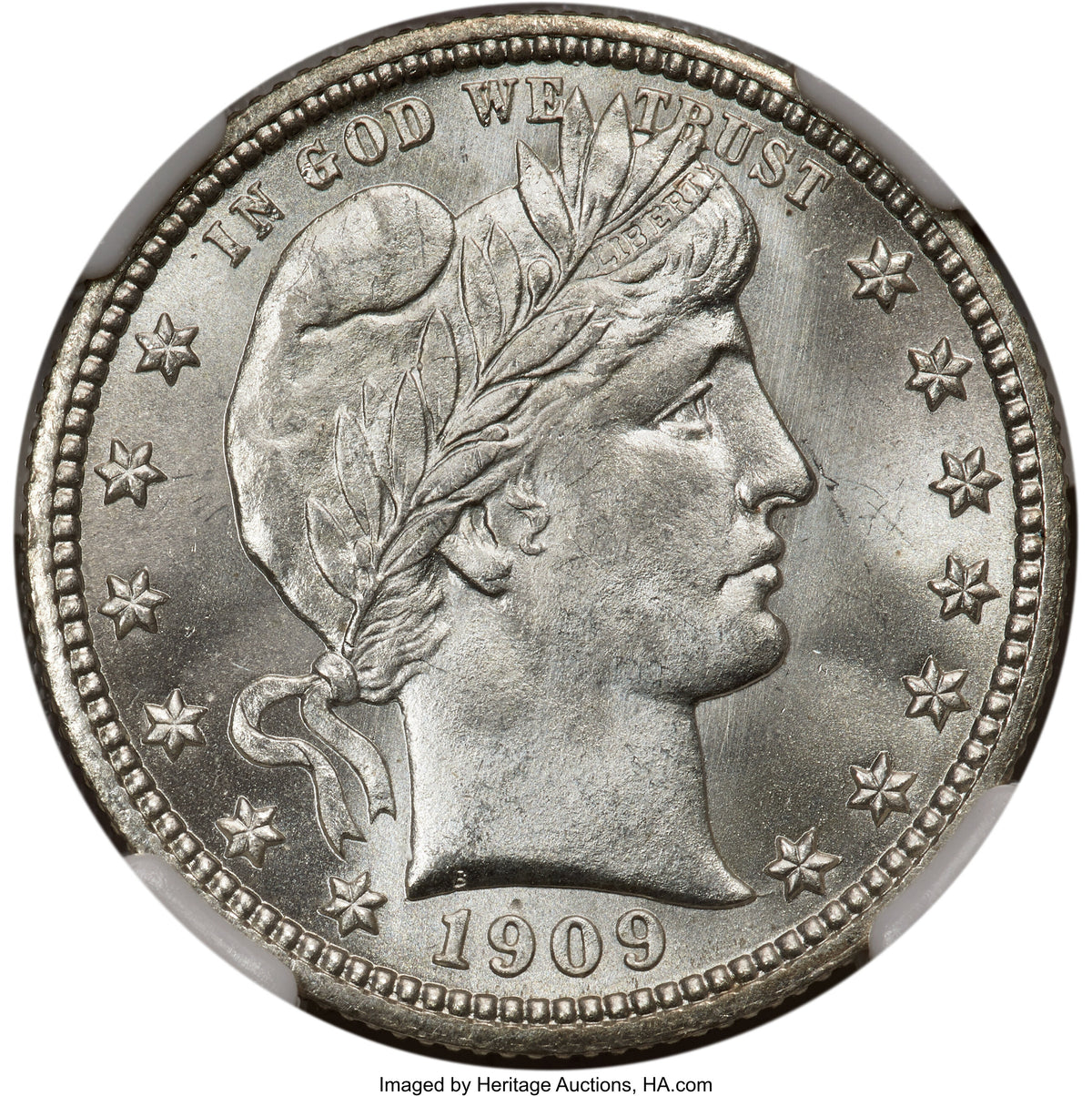 1909 25C Barber Quarter NGC MS67