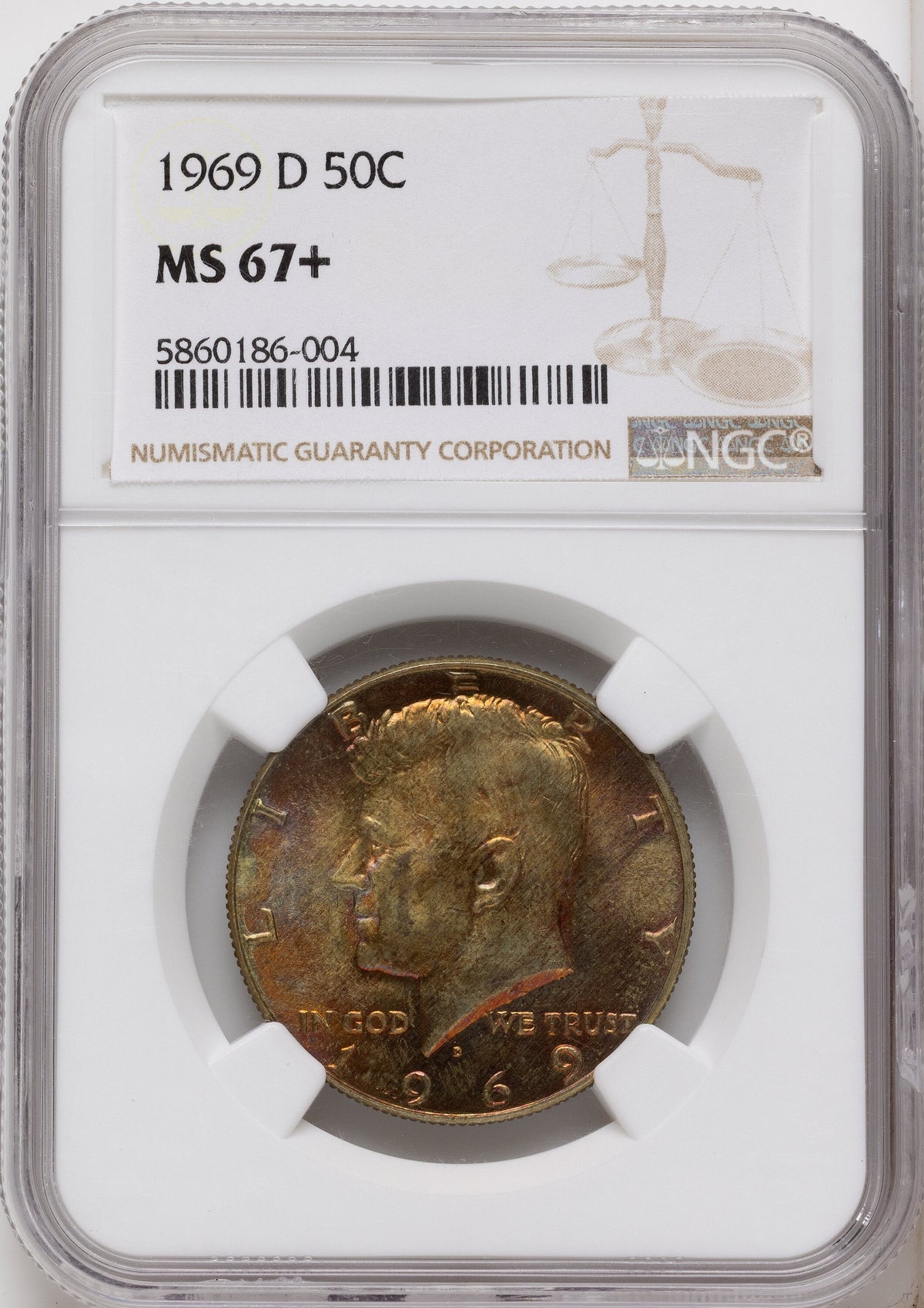 1969-D 50C Kennedy Half Dollar NGC MS67+
