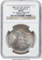1882-O/S $1 VAM-5 Morgan Dollar NGC MS65