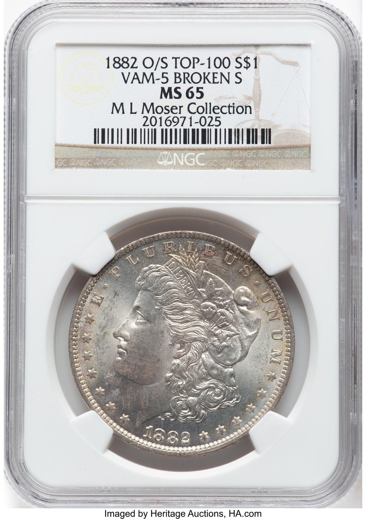1882-O/S $1 VAM-5 Morgan Dollar NGC MS65