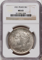 1921 Peace Dollar NGC MS65