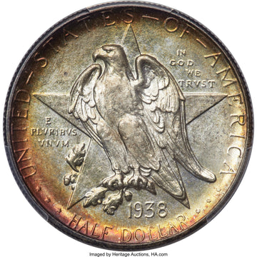 1938-D 50C Texas Commemorative Silver PCGS MS68