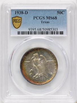 1938-D 50C Texas Commemorative Silver PCGS MS68