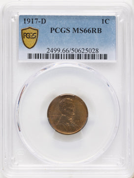 1917-D 1C RB Lincoln Cent PCGS MS66