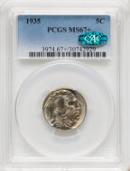 1935 5C CAC Buffalo Nickel PCGS MS67+