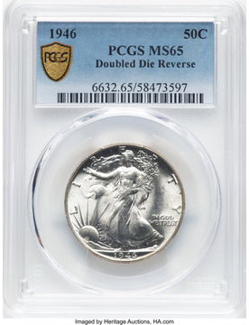1946 50C DDR FS-801 Walking Liberty Half Dollar PCGS MS65