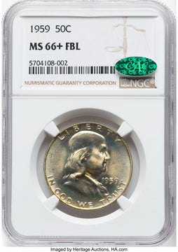 1959 50C FL CAC Franklin Half Dollar NGC MS66+