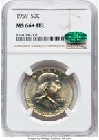 1959 50C FL CAC Franklin Half Dollar NGC MS66+