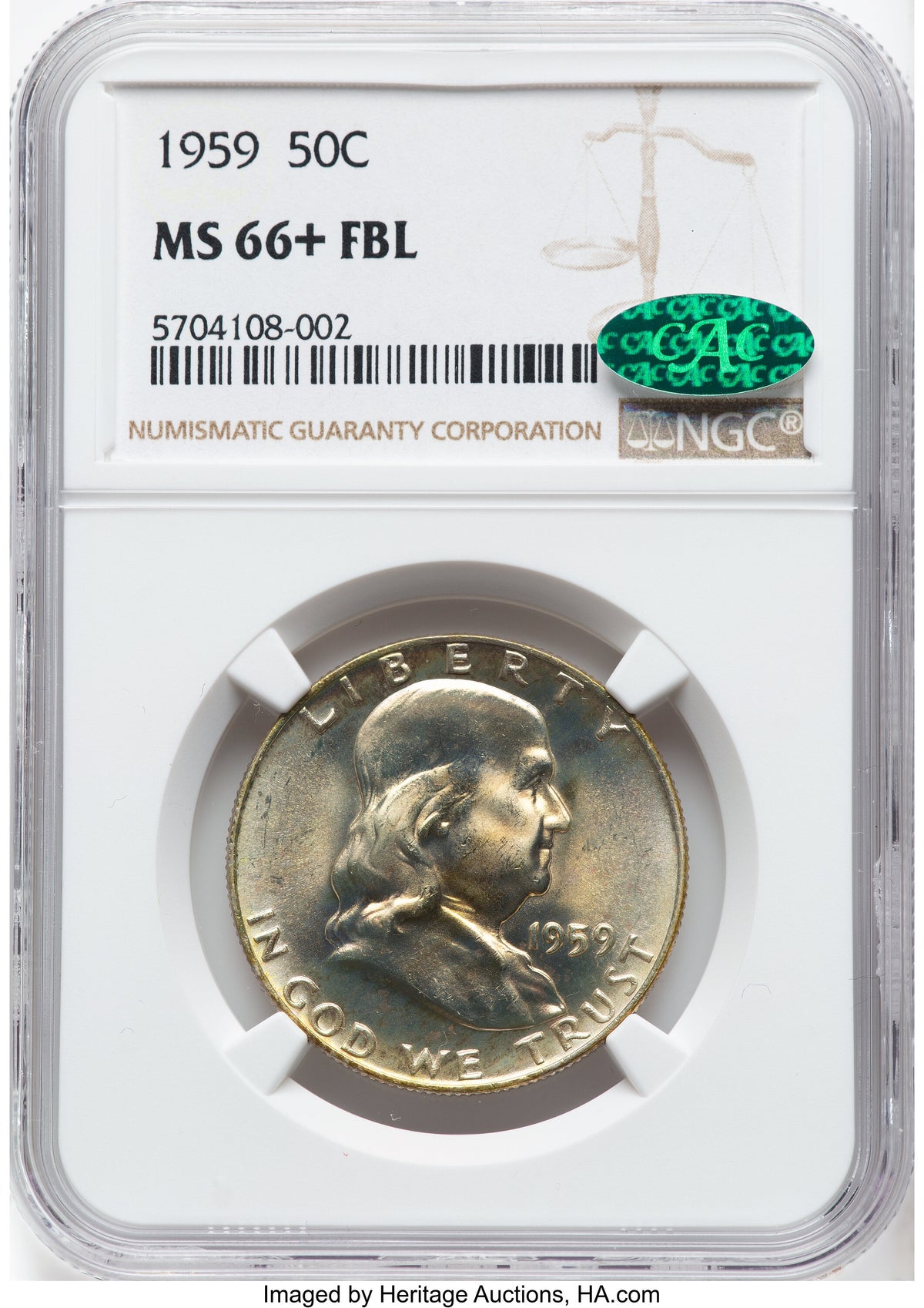 1959 50C FL CAC Franklin Half Dollar NGC MS66+