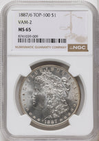 1887/6 $1 VAM-2 Morgan Dollar NGC MS65