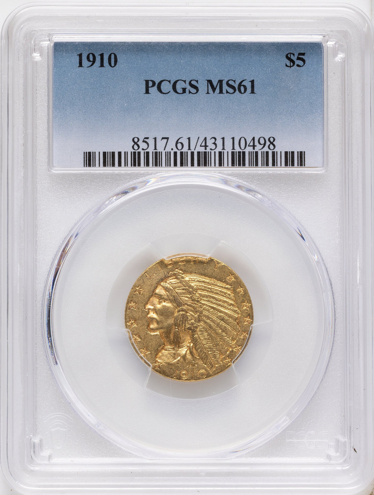 1910 $5 Indian Half Eagle PCGS MS61