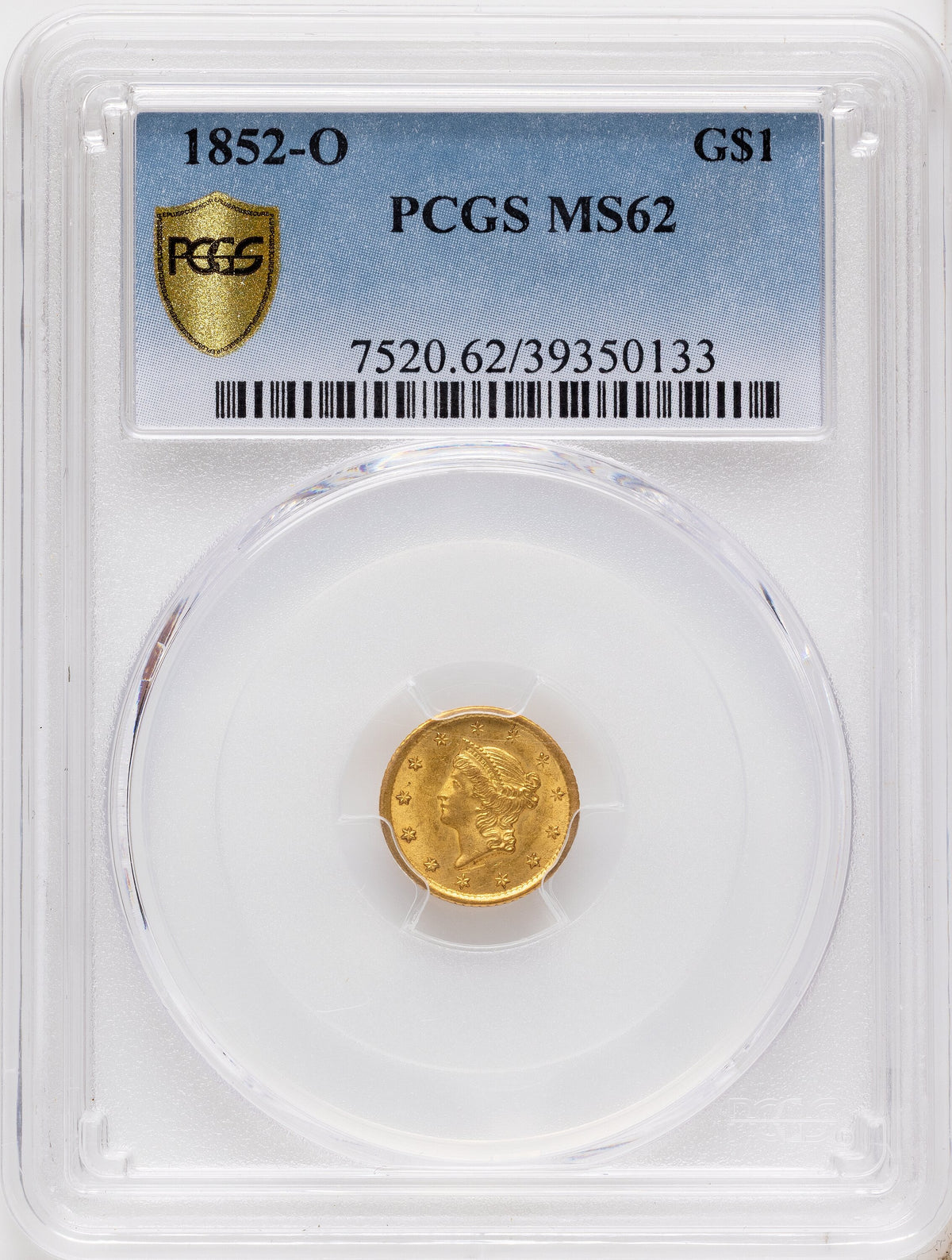1852-O G$1 Gold Dollar PCGS MS62