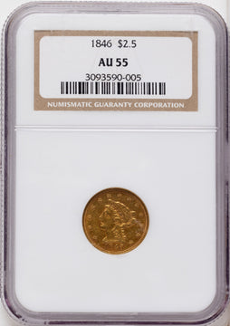 1846 $2.50 Liberty Quarter Eagle NGC AU55