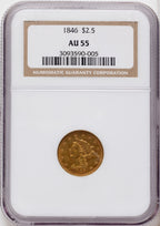 1846 $2.50 Liberty Quarter Eagle NGC AU55