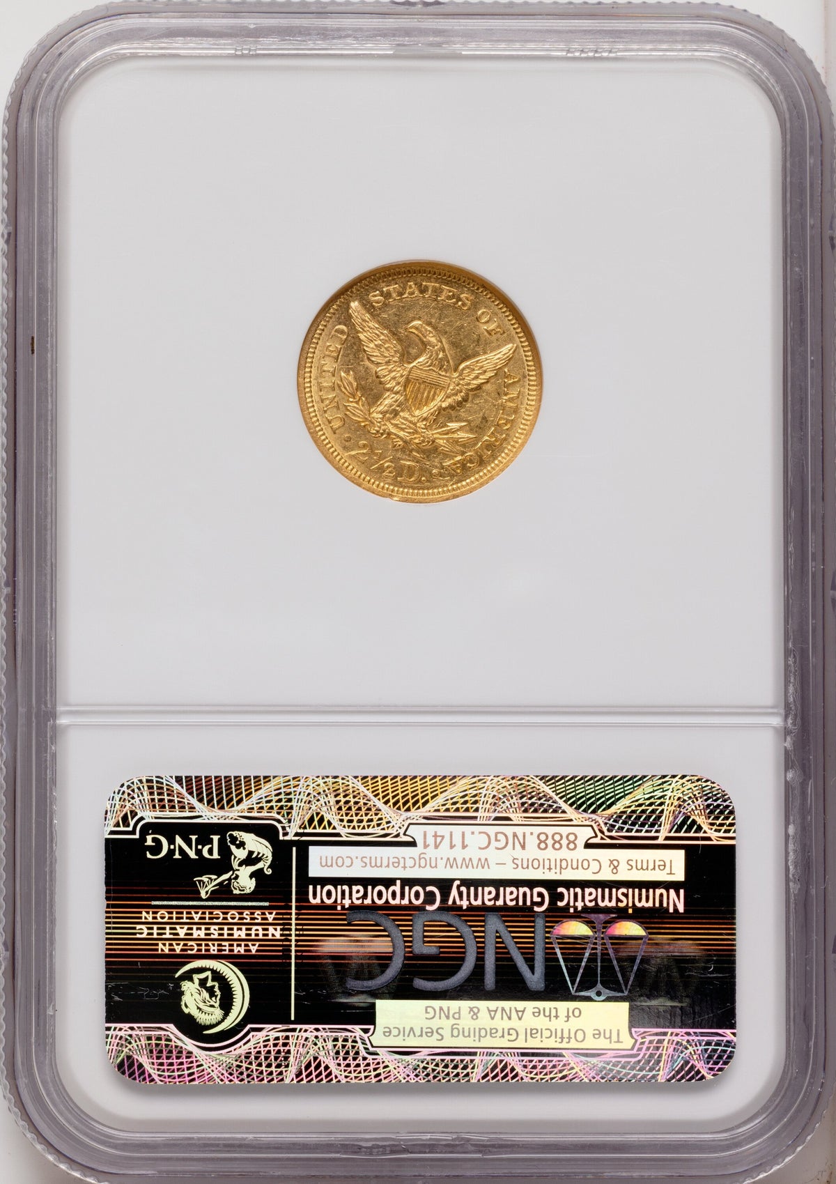 1850 $2.50 Liberty Quarter Eagle NGC AU58