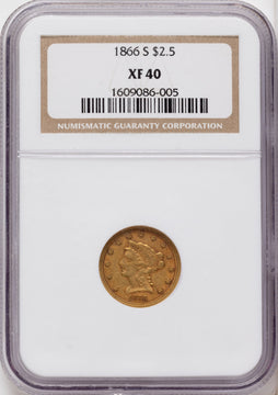 1866-S $2.50 Liberty Quarter Eagle NGC XF40
