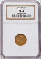 1866-S $2.50 Liberty Quarter Eagle NGC XF40
