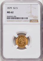 1879 $2.50 Liberty Quarter Eagle NGC MS62