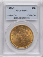 1876-S $20 Liberty Double Eagle PCGS MS61