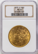 1875-S $20 Liberty Double Eagle NGC MS61