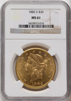 1882-S $20 Liberty Double Eagle NGC MS61