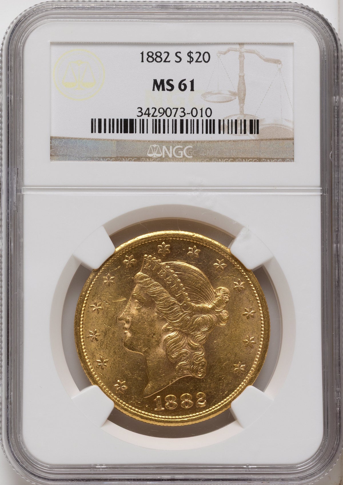 1882-S $20 Liberty Double Eagle NGC MS61