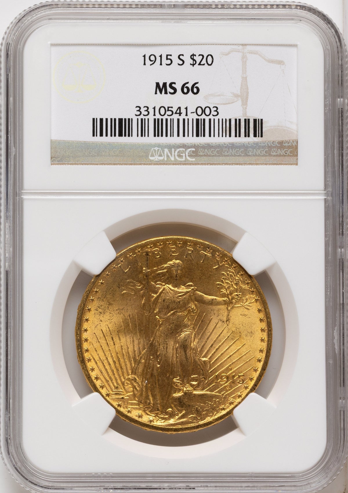 1915-S $20 Saint-Gaudens Double Eagle NGC MS66