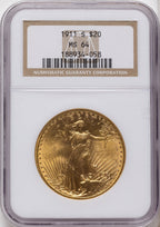 1911-S $20 Saint-Gaudens Double Eagle NGC MS64