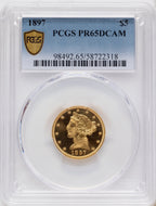 1897 $5 Proof Liberty Half Eagle PCGS PR65