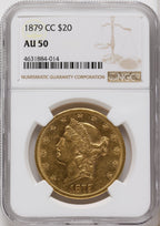 1879-CC $20 Liberty Double Eagle NGC AU50