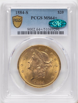 1884-S $20 CAC Liberty Double Eagle PCGS MS64+