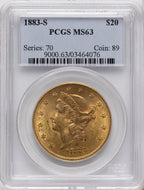 1883-S $20 Liberty Double Eagle PCGS MS63