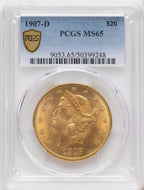 1907-D $20 Liberty Double Eagle PCGS MS65