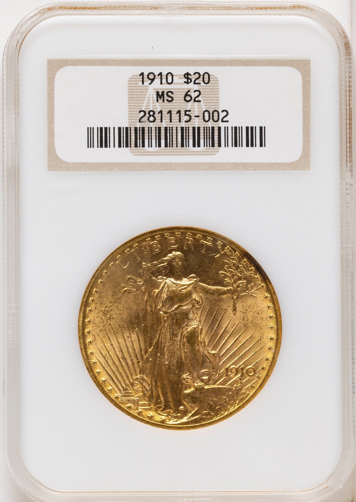 1910 $20 Saint-Gaudens Double Eagle NGC MS62