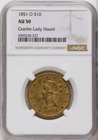 1851-O $10 Liberty Eagle NGC AU50
