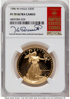 1986-W Proof Gold Eagle 1 oz Kenneth Bressett Red Book NGC PF70