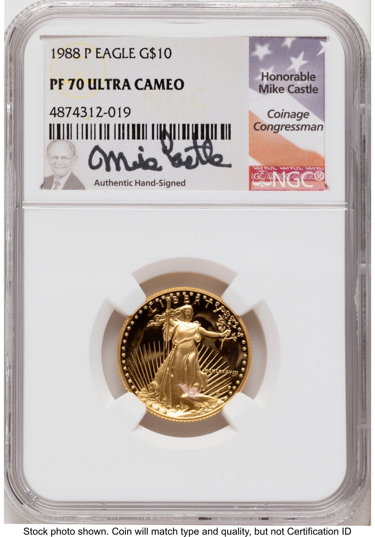 1988 Proof Gold Eagle 1.85 oz Mike Castle NGC PF70