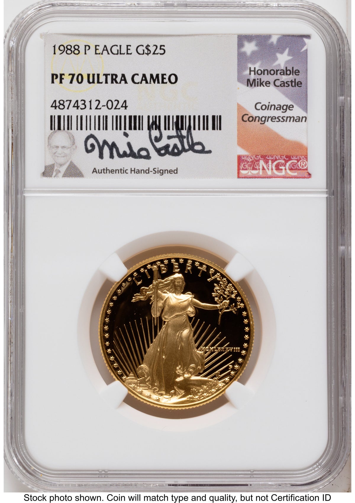 1988 Proof Gold Eagle 1.85 oz Mike Castle NGC PF70