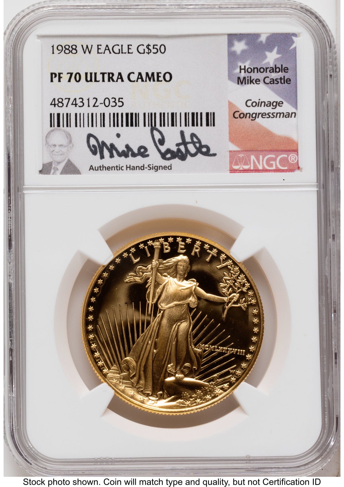 1988 Proof Gold Eagle 1.85 oz Mike Castle NGC PF70