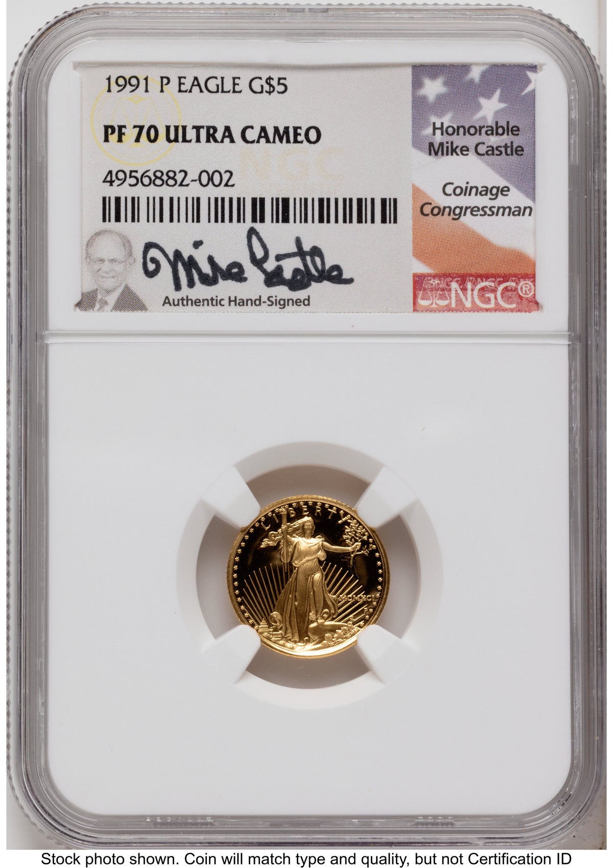 1991 Proof Gold Eagle 1.85 oz Mike Castle NGC PF70