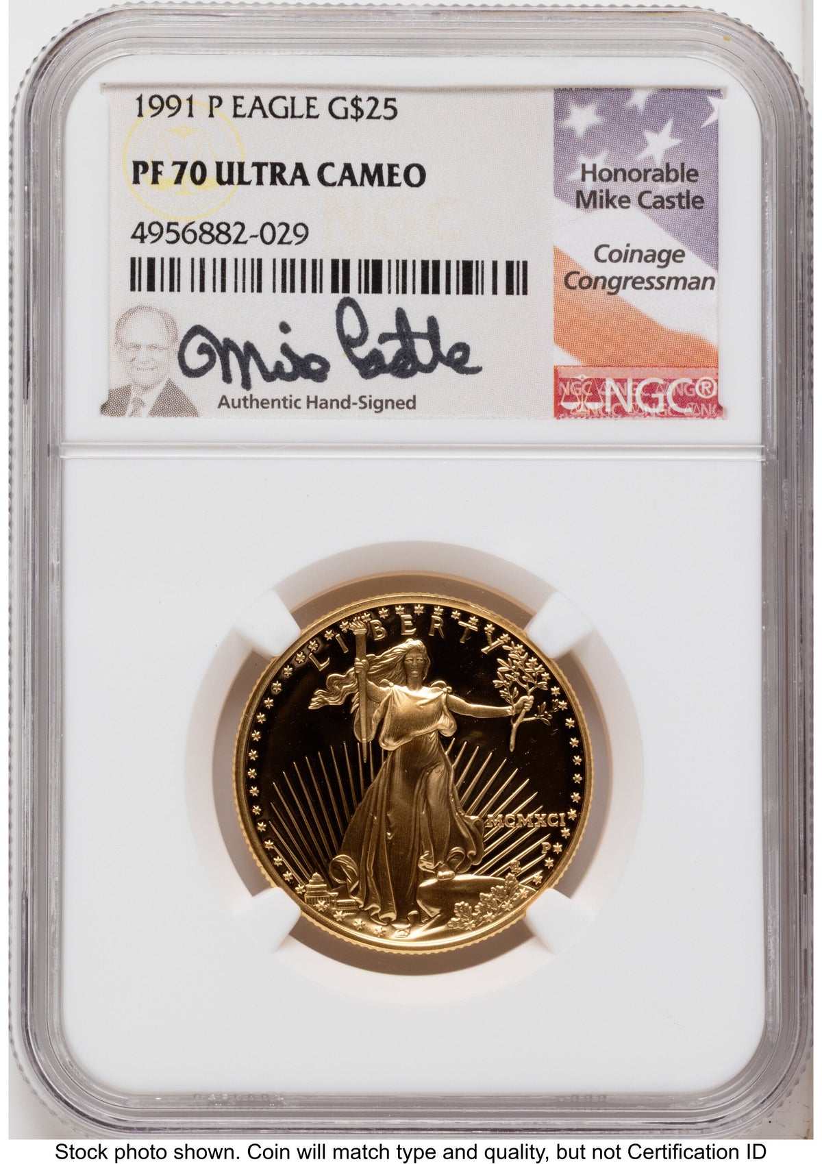 1991 Proof Gold Eagle 1.85 oz Mike Castle NGC PF70