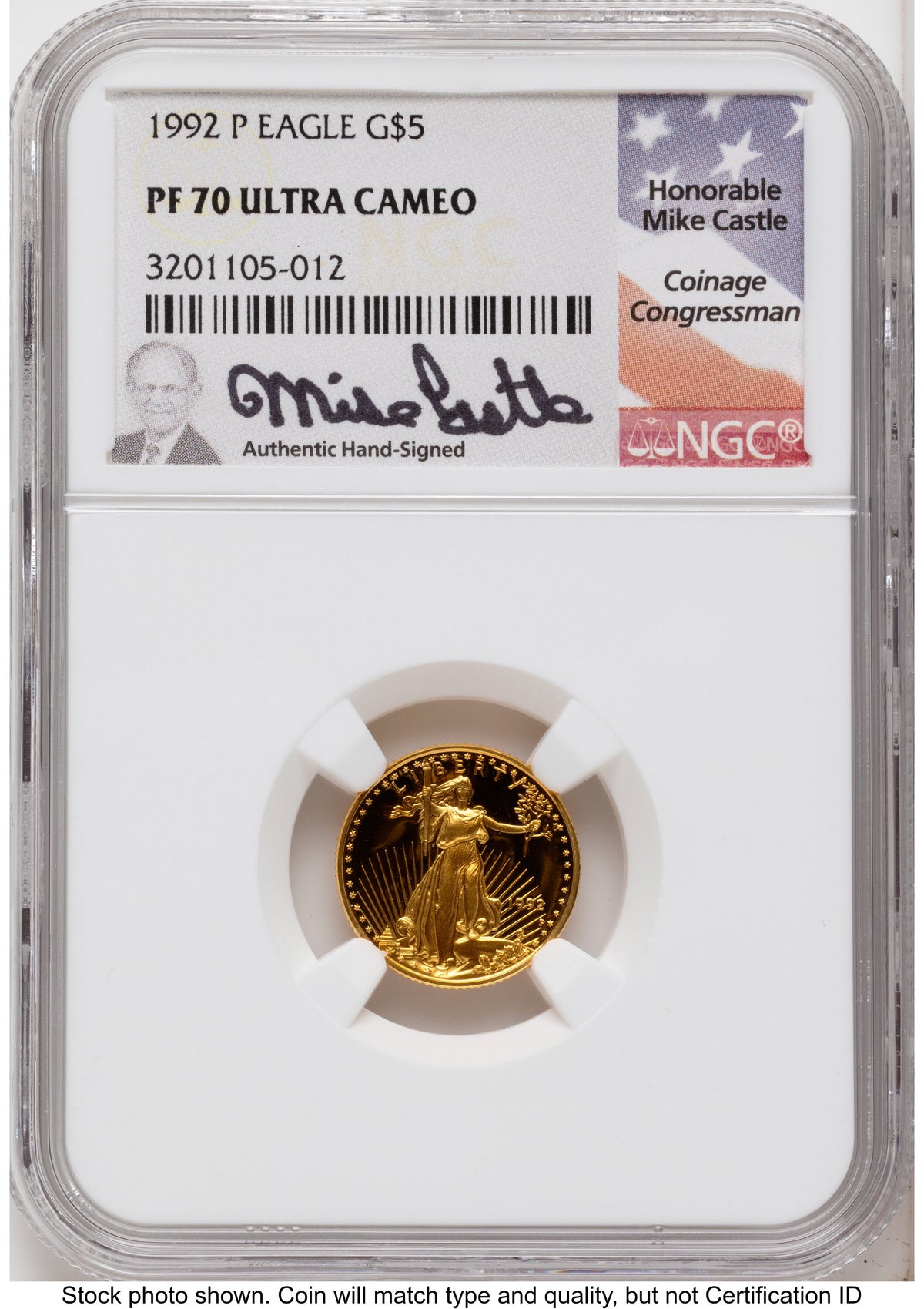 1992 Proof Gold Eagle 1.85 oz Mike Castle NGC PF70