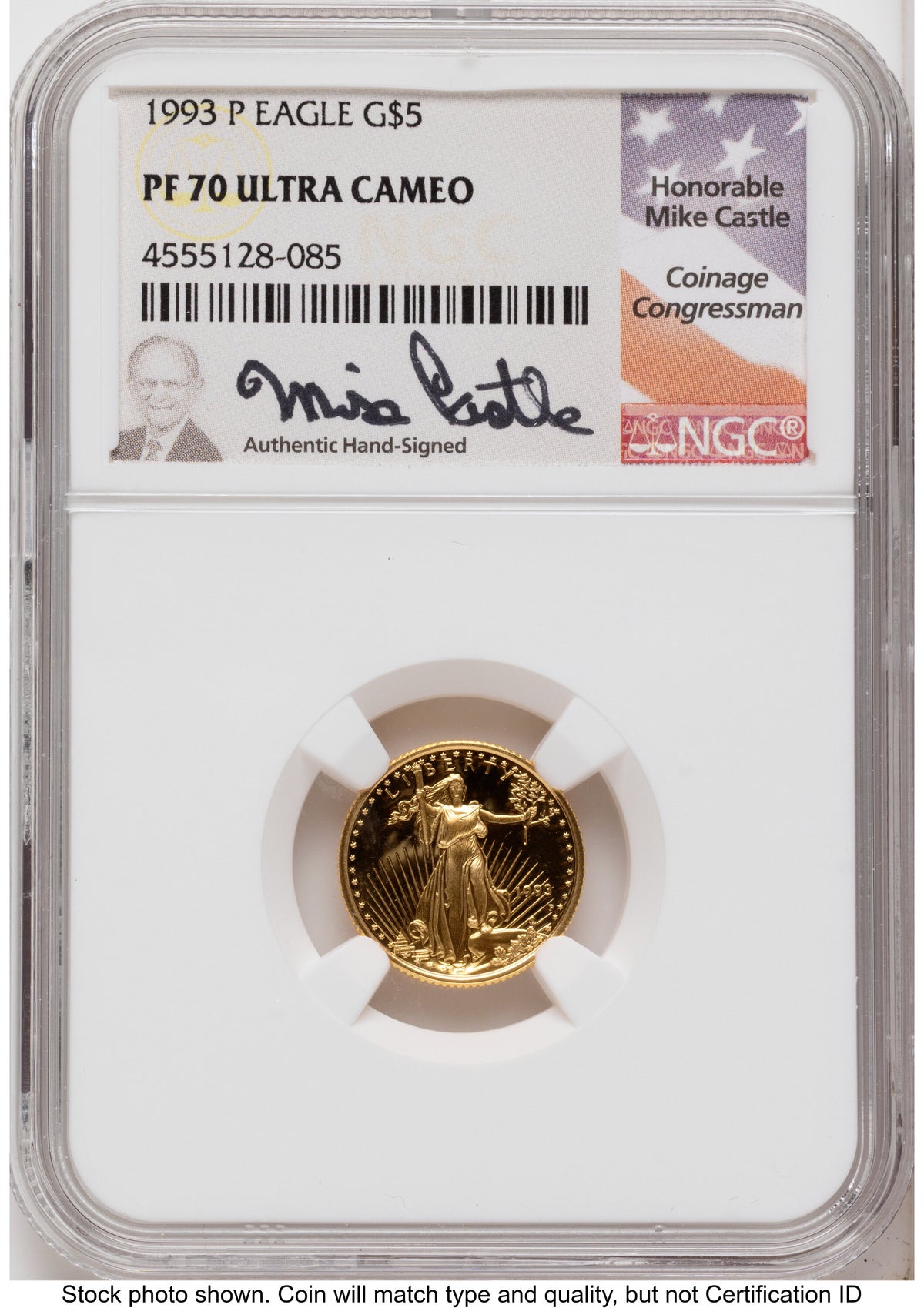 1993 Proof Gold Eagle 1.85 oz Mike Castle NGC PF70
