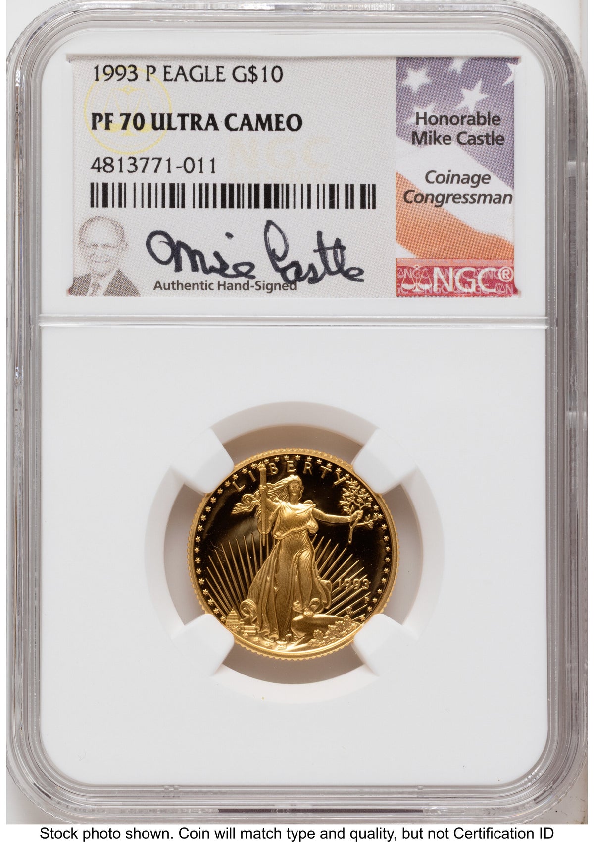 1993 Proof Gold Eagle 1.85 oz Mike Castle NGC PF70