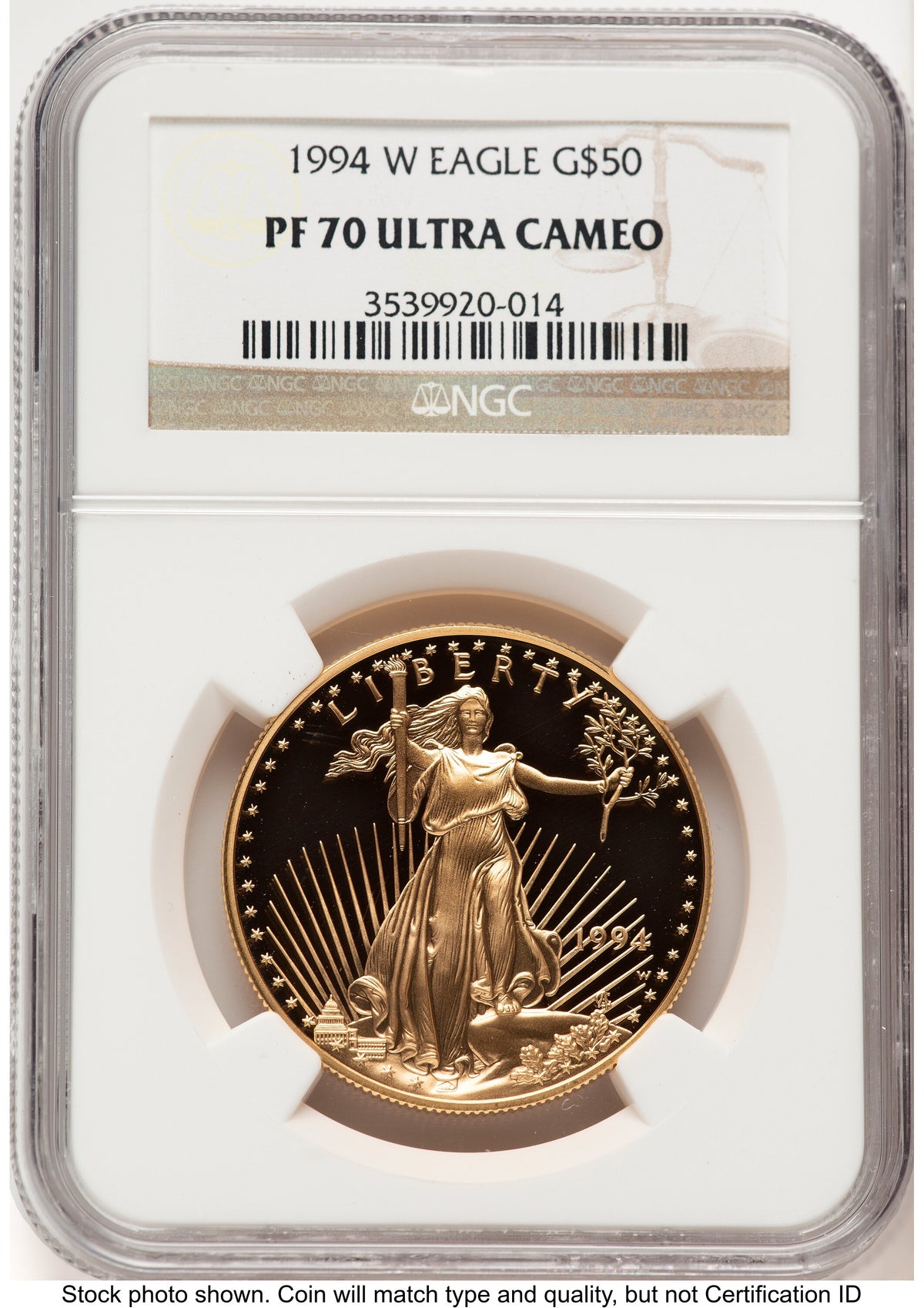 1994-W Proof Gold Eagle 1.85 oz Brown Label NGC PF70