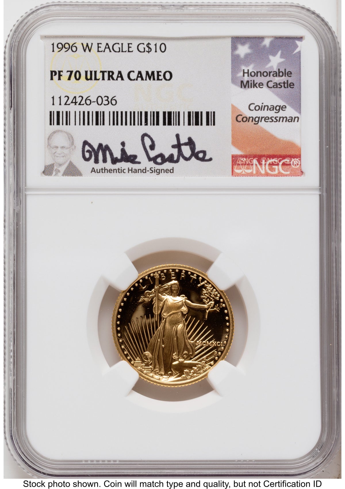 1996-W Proof Gold Eagle 1.85 oz Mike Castle NGC PF70