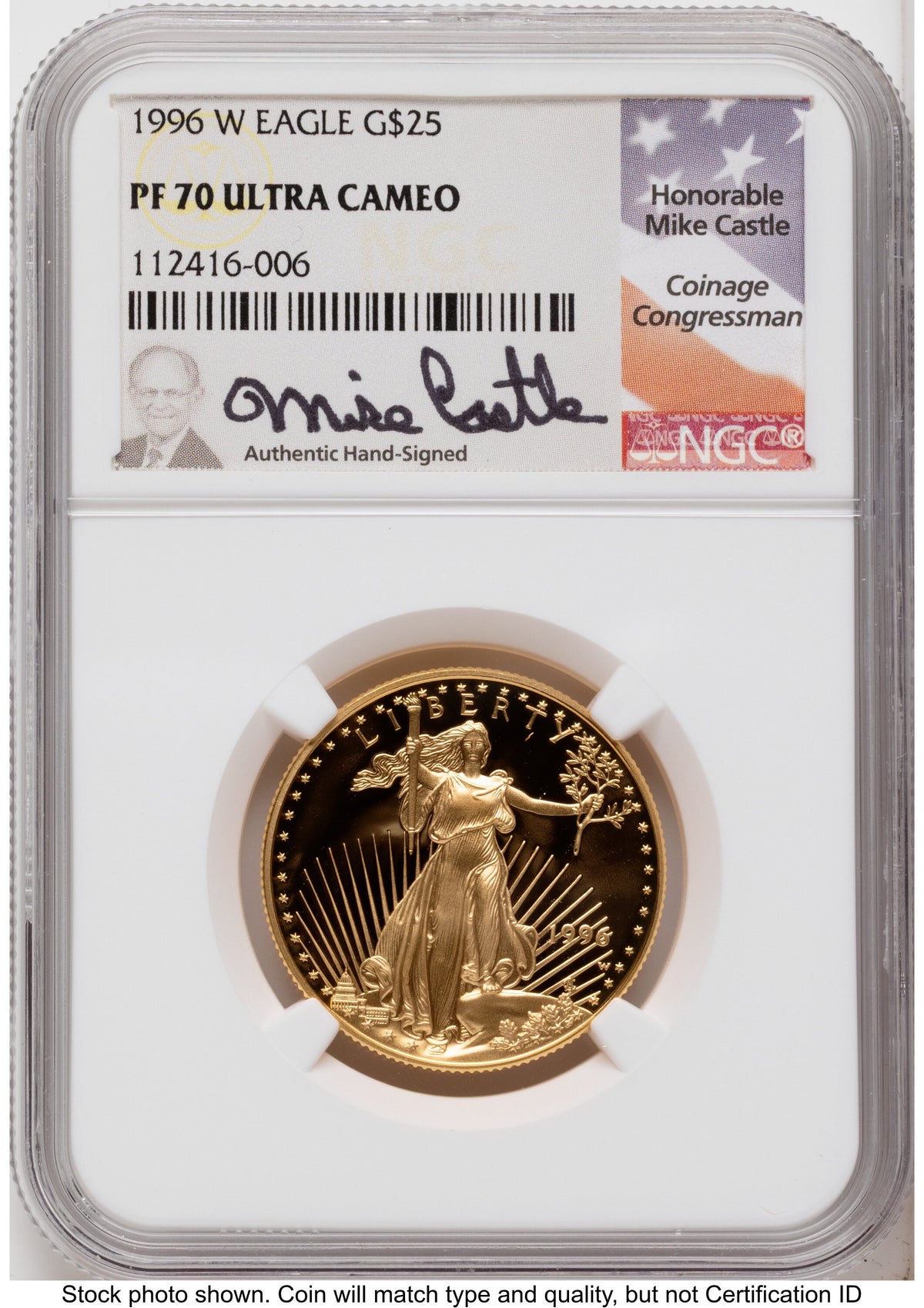 1996-W Proof Gold Eagle 1.85 oz Mike Castle NGC PF70